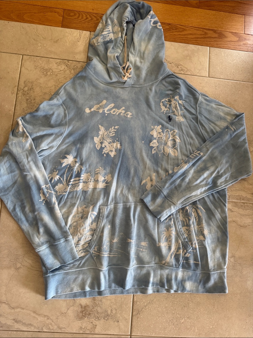 Polo by Ralph Lauren Light Blue Aloha Print Hoodie